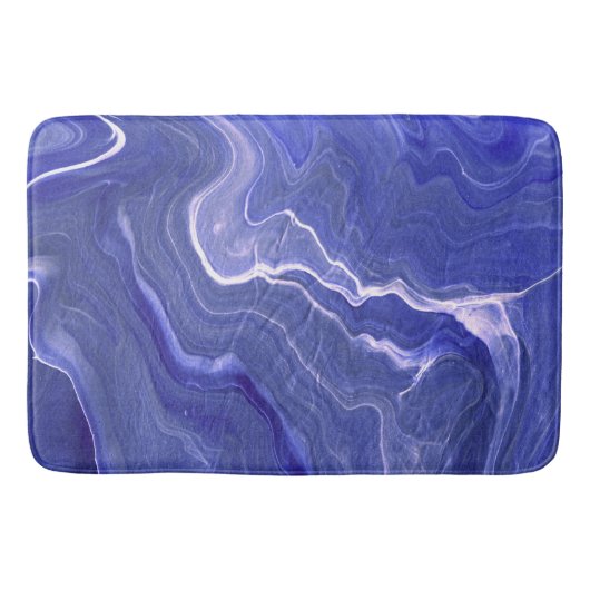 Indigo Very Peri Violet Agate Marmorabstraktion Badematte (Vorderseite)