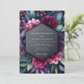 Indigo Vespertine Bloom Wedding Einladung (Stehend Vorderseite)