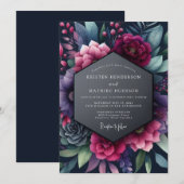 Indigo Vespertine Bloom Wedding Einladung (Vorne/Hinten)