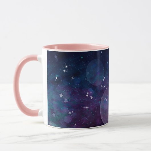 Indigo Violet Hübsch Sparkle Lights Herz & Stars Tasse (Links)
