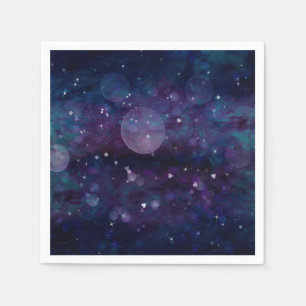 Indigo Violett Hübsche Funkel Lichter Herzen & Ste Serviette