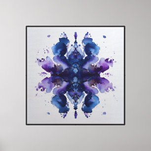Indigo-Violettes symmetrisches Wasserfarben-Mandal Leinwanddruck