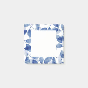 Indigo-Wasserfarben-Blätter Post-it Klebezettel