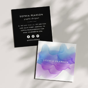 Indigo-Wasserfarbenlot Soziale Medien Quadratische Visitenkarte