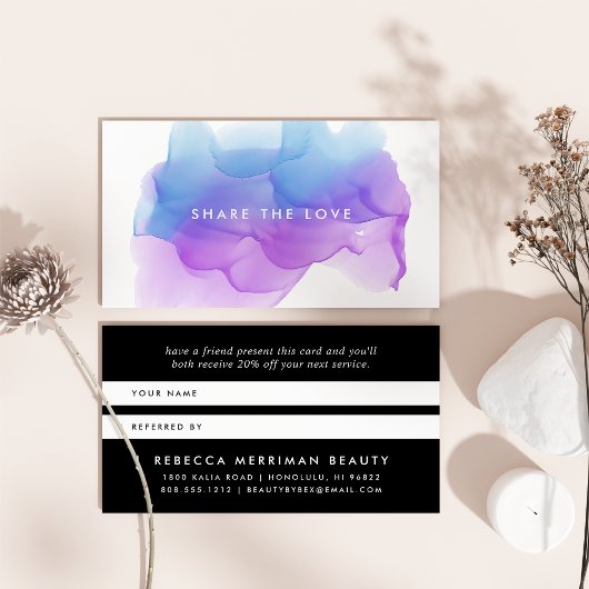 Indigo-Wasserfarbenlot | Verweisung Empfehlungskarte