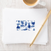 Indigo Watercolor-Blätter Adressaufkleber (Insitu)