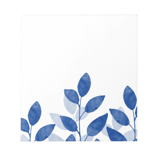 Indigo Watercolor-Blätter Notizblock (Vorderseite)