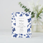 Indigo Watercolor Blume Stems Einladung (Stehend Vorderseite)