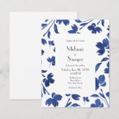 Indigo Watercolor Blume Stems Einladung (Vorne/Hinten)