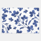 Indigo Watercolor Blume Stems Geschenkpapier Set (Vorderseite 3)
