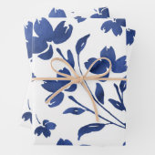 Indigo Watercolor Blume Stems Geschenkpapier Set (Beispiel)
