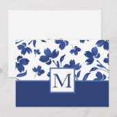 Indigo Watercolor Blume Stems Mitteilungskarte (Vorne/Hinten)