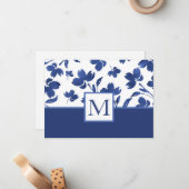 Indigo Watercolor Blume Stems Mitteilungskarte (Vorderseite/Rückseite Beispiel)