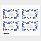 Indigo Watercolor Blume Stems Rechteckiger Aufkleber (Blatt)