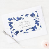 Indigo Watercolor Blume Stems Rechteckiger Aufkleber (Umschlag)