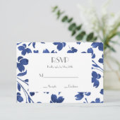 Indigo Watercolor Blume Stems RSVP Karte (Stehend Vorderseite)