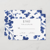 Indigo Watercolor Blume Stems RSVP Karte (Vorne/Hinten)