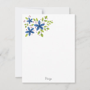 Indigo Watercolor Bouquet Mitteilungskarte