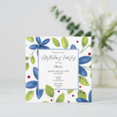 Indigo Watercolor Floral Bouquet Einladung (Stehend Vorderseite)