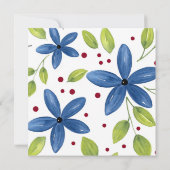 Indigo Watercolor Floral Bouquet Einladung (Rückseite)