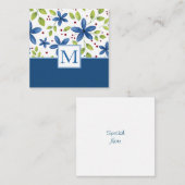 Indigo Watercolor Floral Bouquet Muster Mitteilungskarte (Vorne/Hinten)