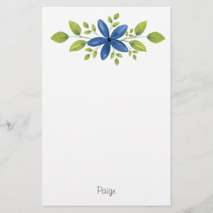Indigo Watercolor Floral Swag 2 Briefpapier