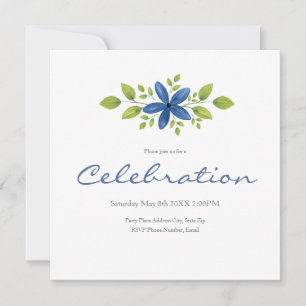 Indigo Watercolor Floral Swag 2 Einladung