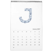 Indigo Watercolor Muster Minimalistisch 2019 Kalen Kalender (Jan 2027)