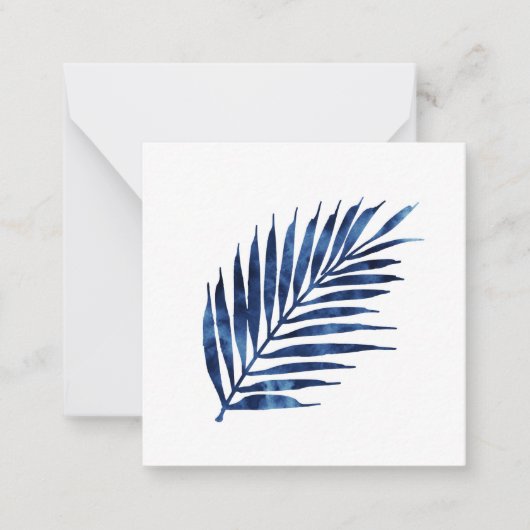 Indigo Watercolor Palm Fronds Mitteilungskarte (Vorderseite)