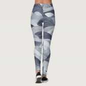 Indigo Watercolor Wave Nahtlos Leggings (Rückseite)