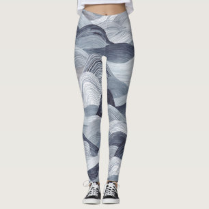Indigo Watercolor Wave Nahtlos Leggings
