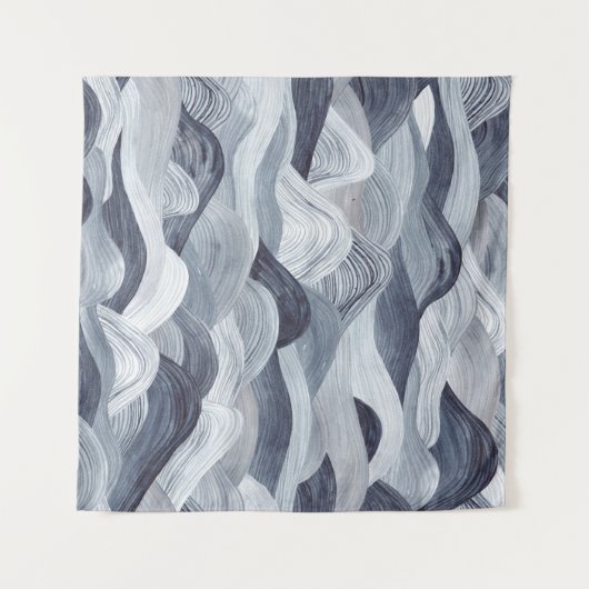 Indigo Watercolor Wave Nahtlos Wandteppich (Vorderseite (Horizontal))