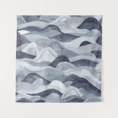 Indigo Watercolor Wave Nahtlos Wandteppich (Vorderseite)