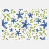 Indigo Waterolor Floral Bouquet Muster Geschenkpapier Set (Vorderseite 2)