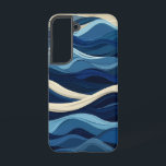 Indigo Waves Motion Phone Case Samsung Galaxy Hülle<br><div class="desc">Dieses dynamische Design zeichnet sich durch rhythmische Indigowellen aus und symbolisiert die sich ständig bewegende Energie des Meeres in einem grafischen Stil.</div>