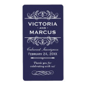 Indigo Wedding Wine Bottle Monogram Fevor Labels (Vorne)