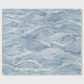 Indigo-Wellen-Linienkunst Geschenkpapier (Flach)