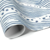 Indigo-Wellen-Linienkunst Geschenkpapier (Rolleneckpunkt)