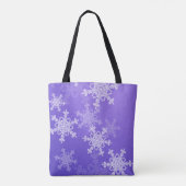 Indigo White Snowflakes Minimalistisch Weihnachten Tasche (Rückseite)