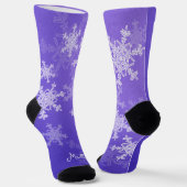 Indigo White Snowflakes Minimalistischer Weihnacht Socken (Gewinkelt)