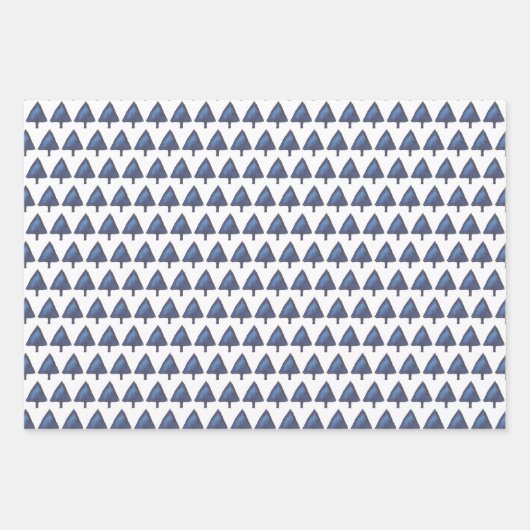 Indigo Winter Tree Muster Wasserfarbenkunst Geschenkpapier Set (Vorderseite 2)