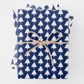 Indigo Winter Tree Muster Wasserfarbenkunst Geschenkpapier Set (Beispiel)