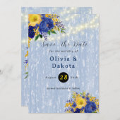 Indigo Yellow Peony Lights Save the Date Karte (Vorne/Hinten)