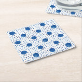 Indigoblau Aquarellfarben Polka dots shibori Rechteckiger Pappuntersetzer (angewinkelt)