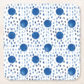 Indigoblau Aquarellfarben Polka dots shibori Rechteckiger Pappuntersetzer (Vorderseite)