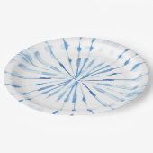 Indigoblau-Aquarellsunburst-Shibori-Muster Pappteller (Schrägansicht)