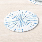 Indigoblau-Aquarellsunburst-Shibori-Muster Runder Pappuntersetzer (Angewinkelt)