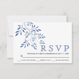 Indigoblau Blätter zeitgenössische Blumenhochzeit  RSVP Karte