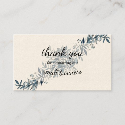 Indigoblau Blütenblume Vintag danke Visitenkarte (Vorderseite)