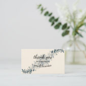 Indigoblau Blütenblume Vintag danke Visitenkarte (Stehend Vorderseite)